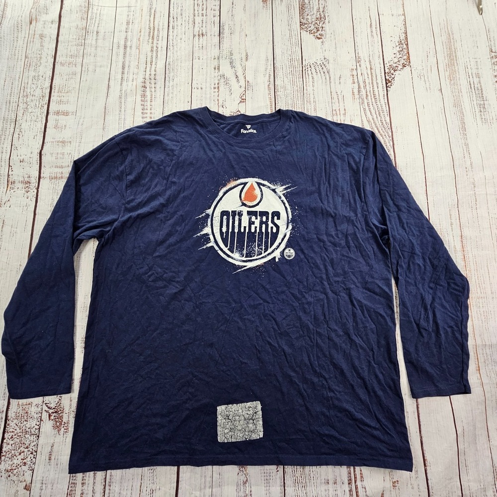 Edmonton Oilers Fanatics Blue Long Sleeve Cotton T-Shirt Men's 4XL